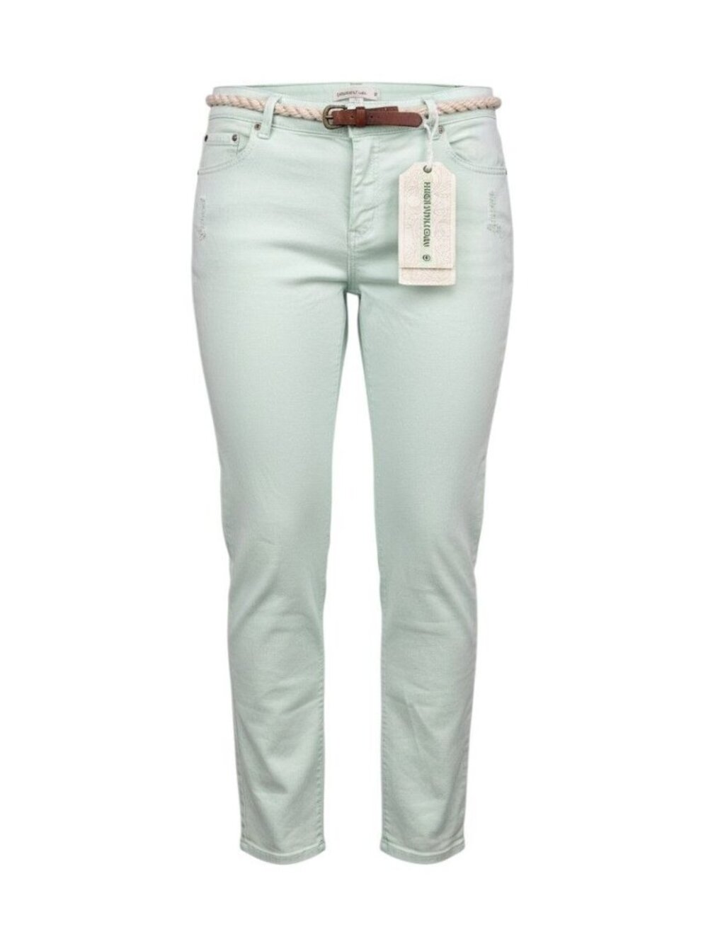 Highway Jeans Mint Green Straight-Leg Pants Braided Rope Belt Size 20 NWT